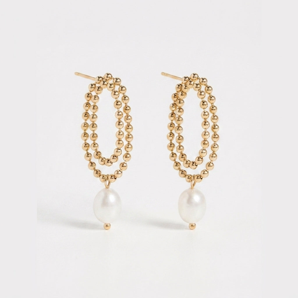 Beaded Pearl Stud Earrings
