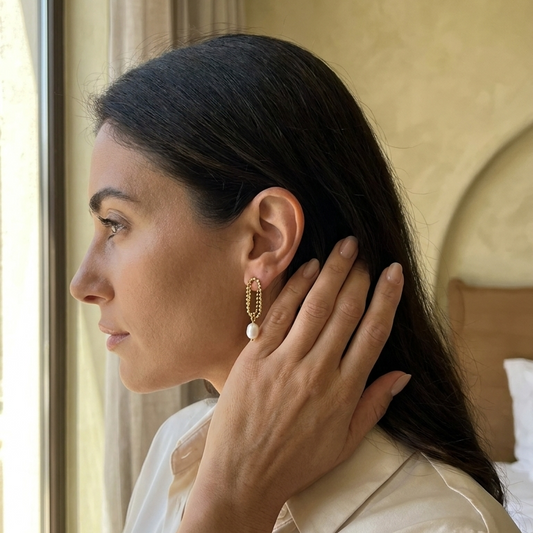 Beaded Pearl Stud Earrings
