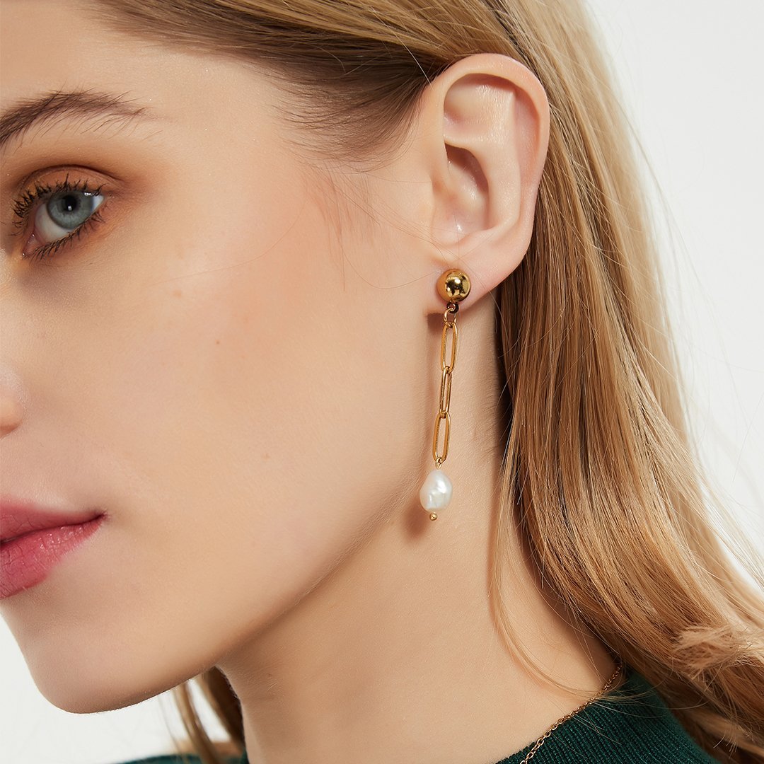 Serene Pearls Drop Mismatched Earrings - ELIORA