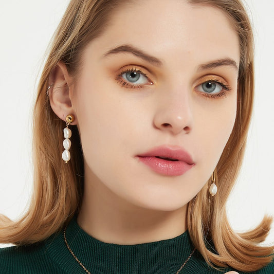 Serene Pearls Drop Mismatched Earrings - ELIORA