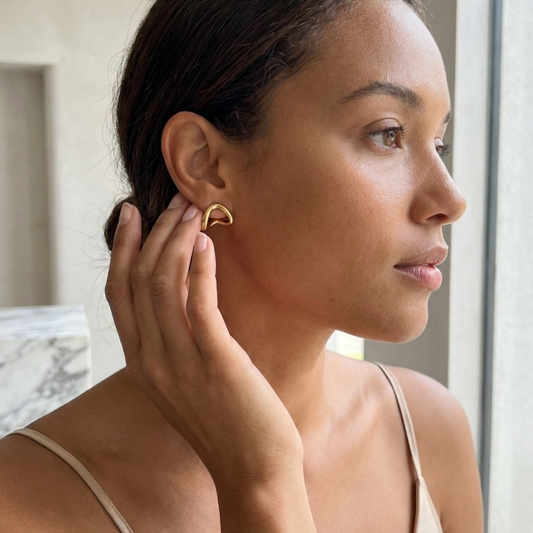 Curved Dome Stud Earrings