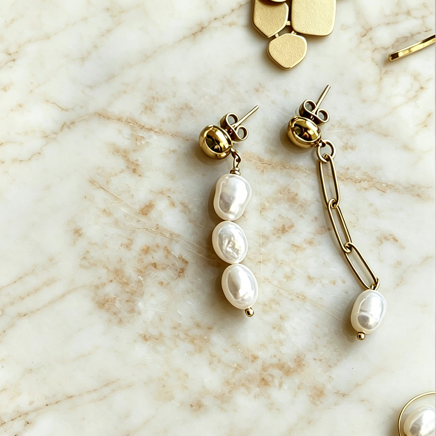 Serene Pearls Drop Mismatched Earrings