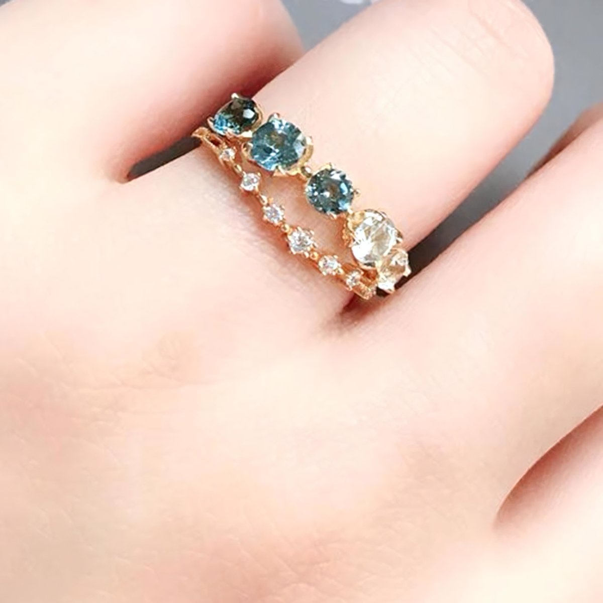 Lilianna - Ocean Glitter Topaz Ring - ELIORA