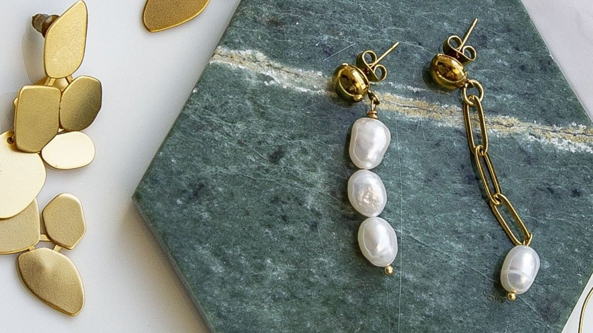 Serene Pearls Drop Mismatched Earrings - ELIORA